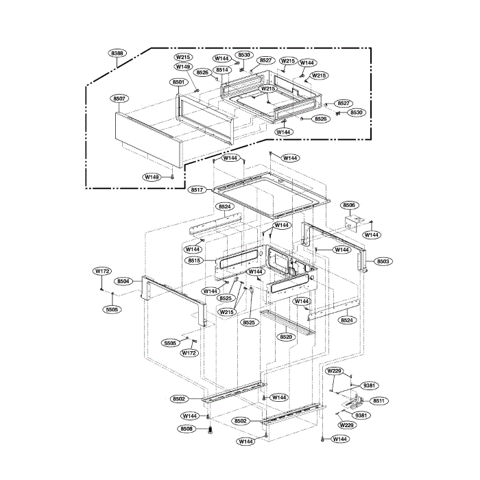 Drawer Diagram and Parts List for LRE3012ST 00 LG Range