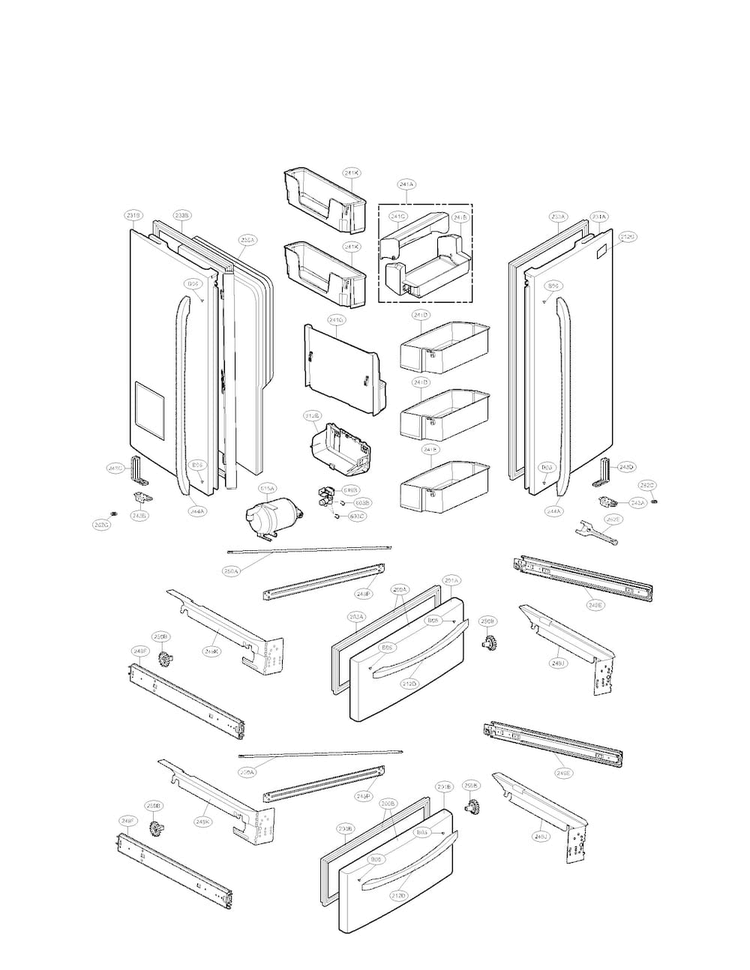 Door Parts Diagram and Parts List for LMX25988ST 00 LG Refrigerator