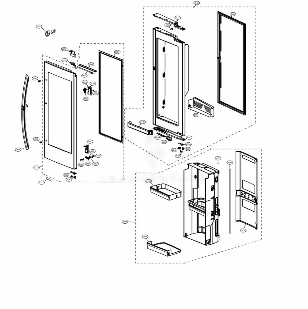 Door Parts 2 Diagram and Parts List for LRFVC2406S ASTCNA0 LG Refrigerator