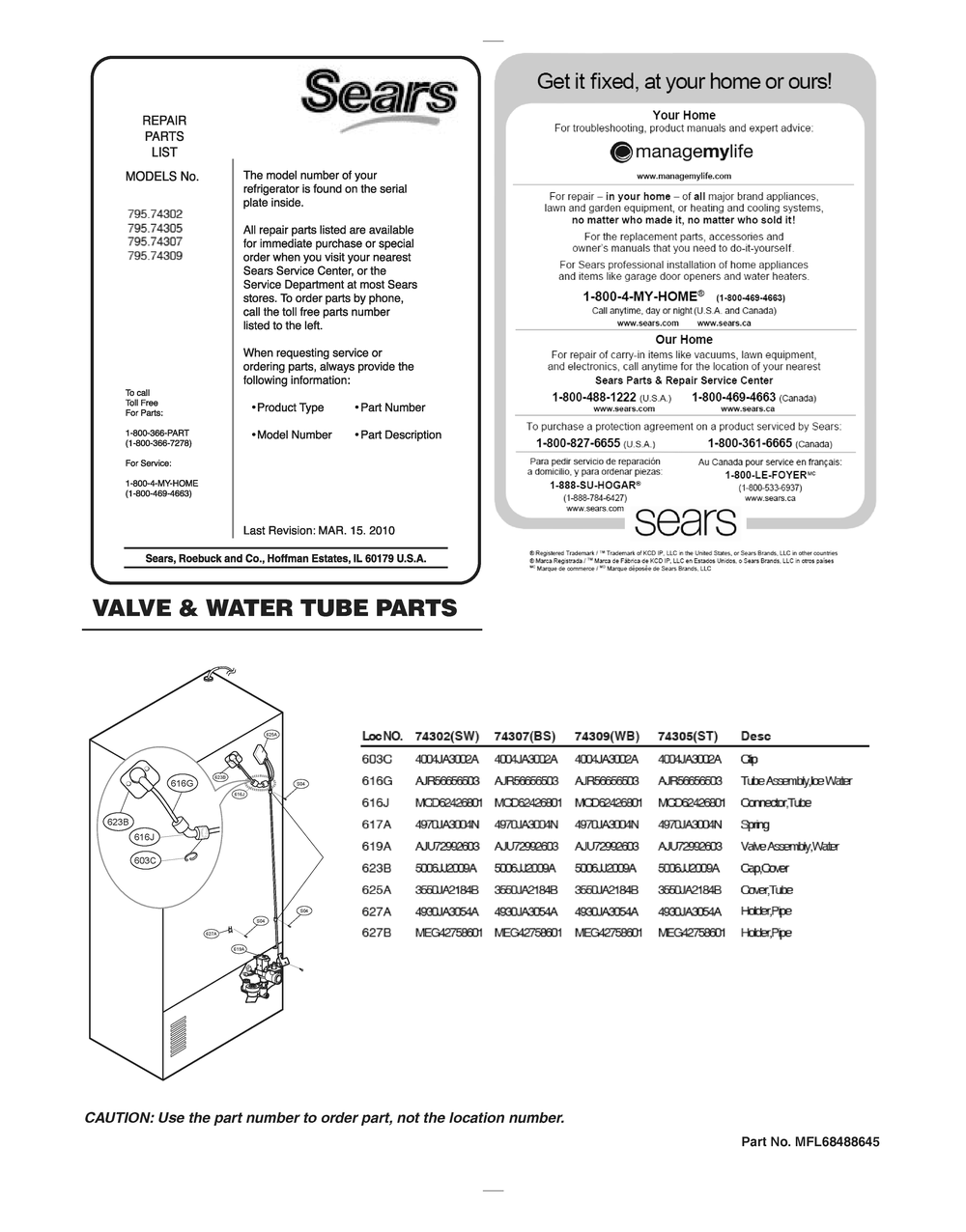 Valve And Water Tube Parts Diagram and Parts List for GR-L318LKUM ASBCSE0 LG Refrigerator