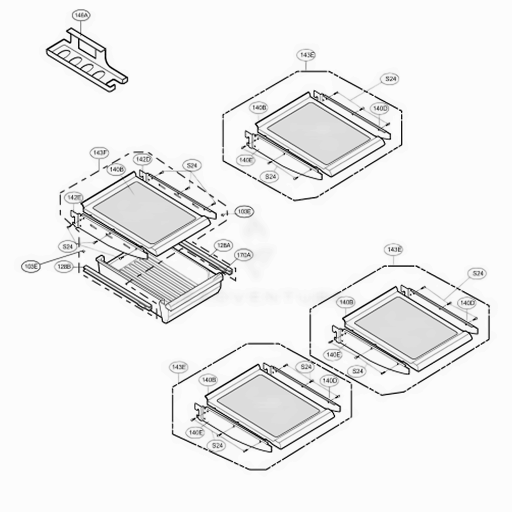Refrigerator Parts 2 Diagram and Parts List for LRDC20731WW ASWCLGY LG Refrigerator