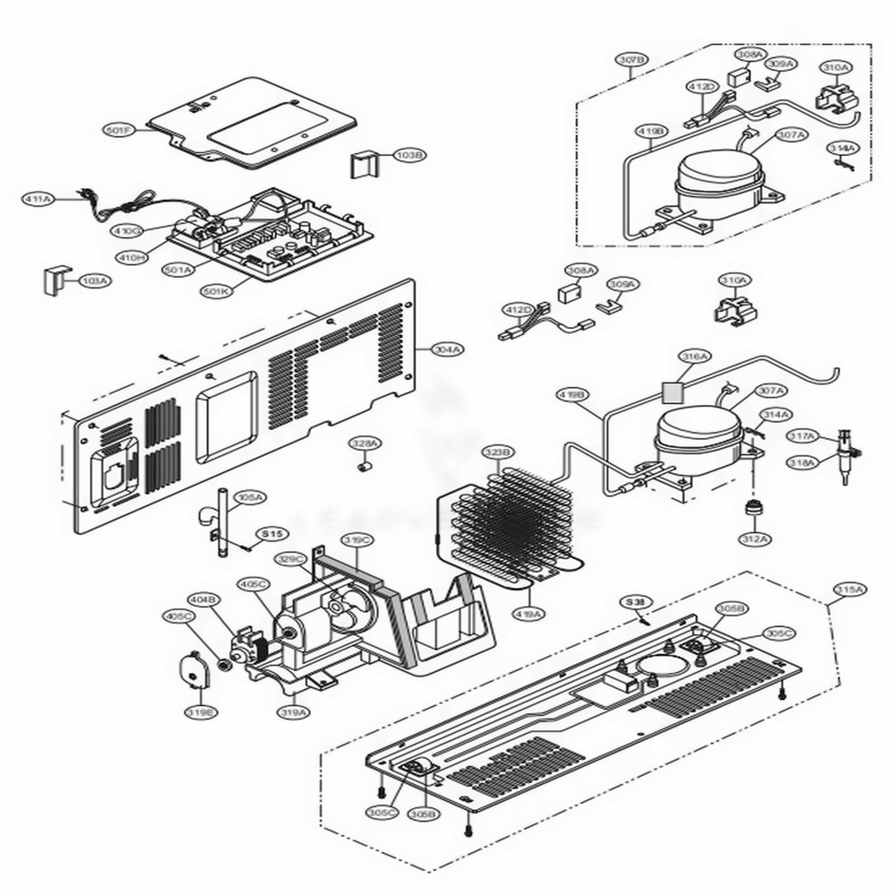 Mechanical Compartment Diagram and Parts List for LSC27910TT ATI2LGA LG Refrigerator