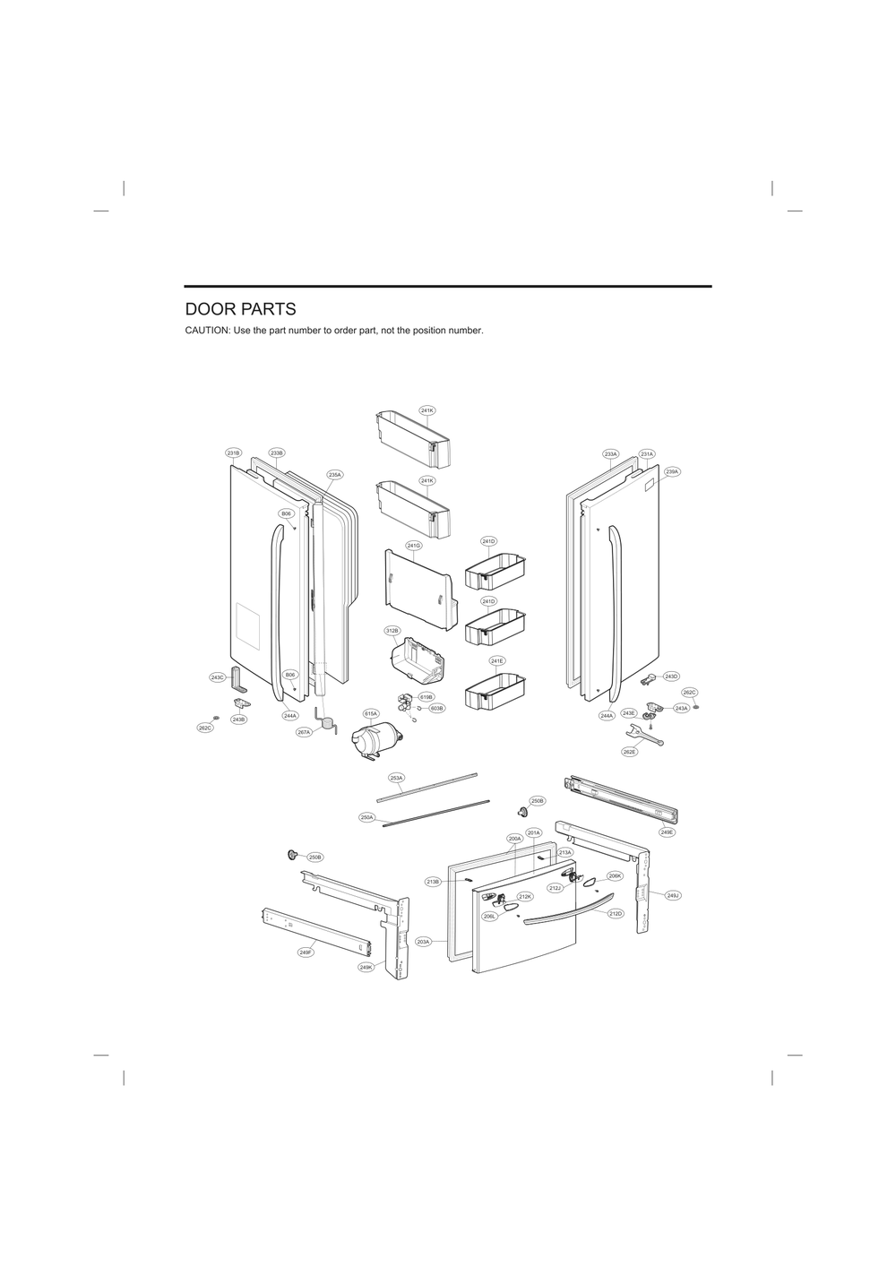 Door Parts Diagram and Parts List for GC-L288GQXP AWBCNA1 LG Refrigerator