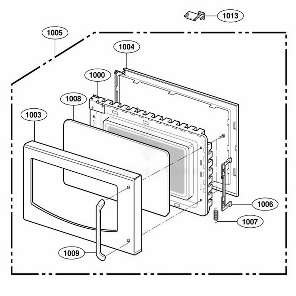 Door Parts Diagram and Parts List for AMC7159TAB AB1EAMA LG Wall Oven