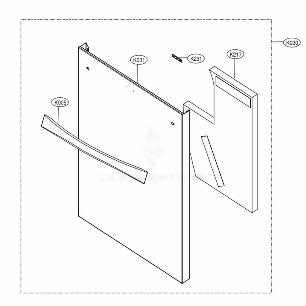 Front Cover Assembly Diagram and Parts List for 14673 ASTESEU LG Dishwasher