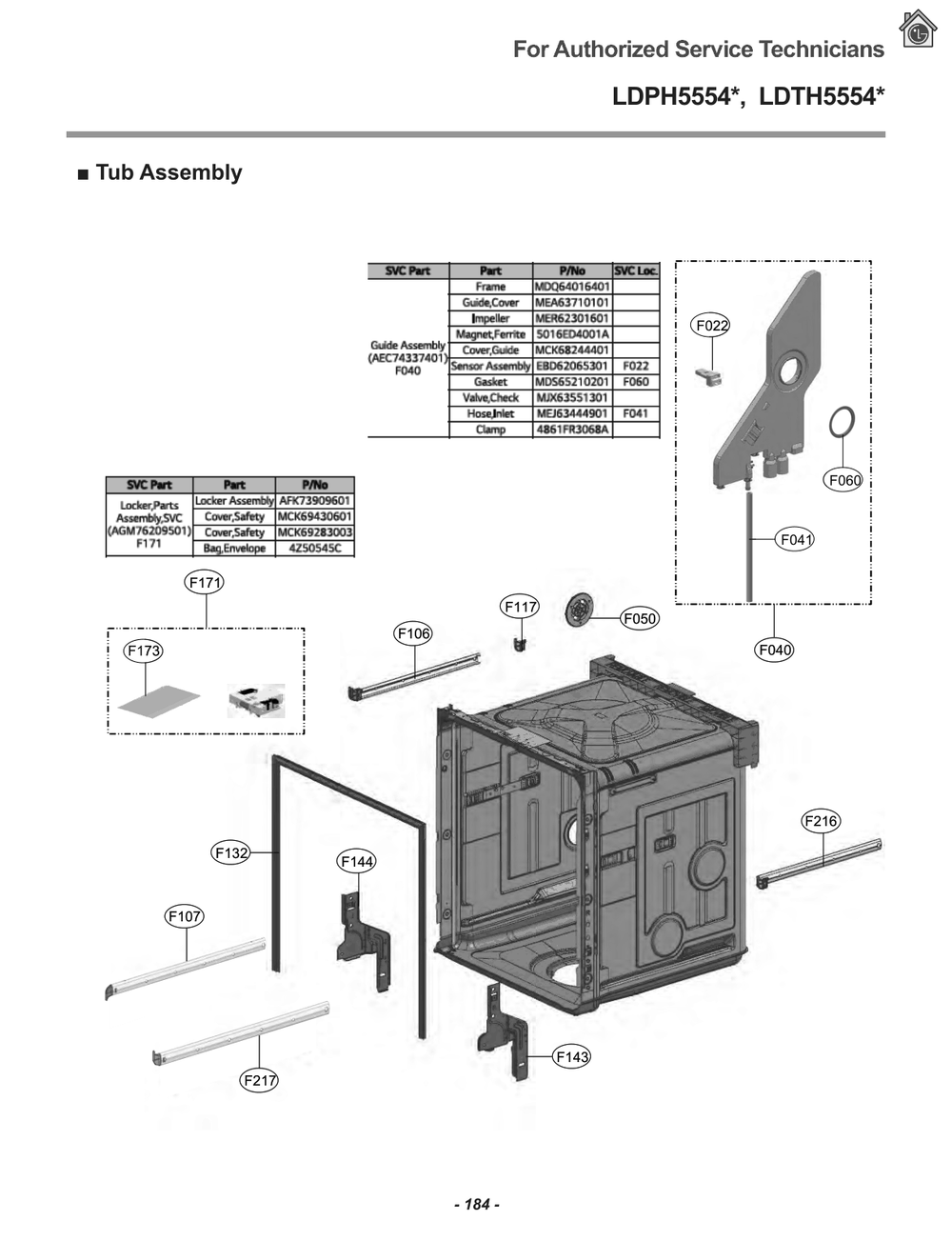 Diagram 2 Diagram and Parts List for LDPH5554D ABDESNA LG Dishwasher