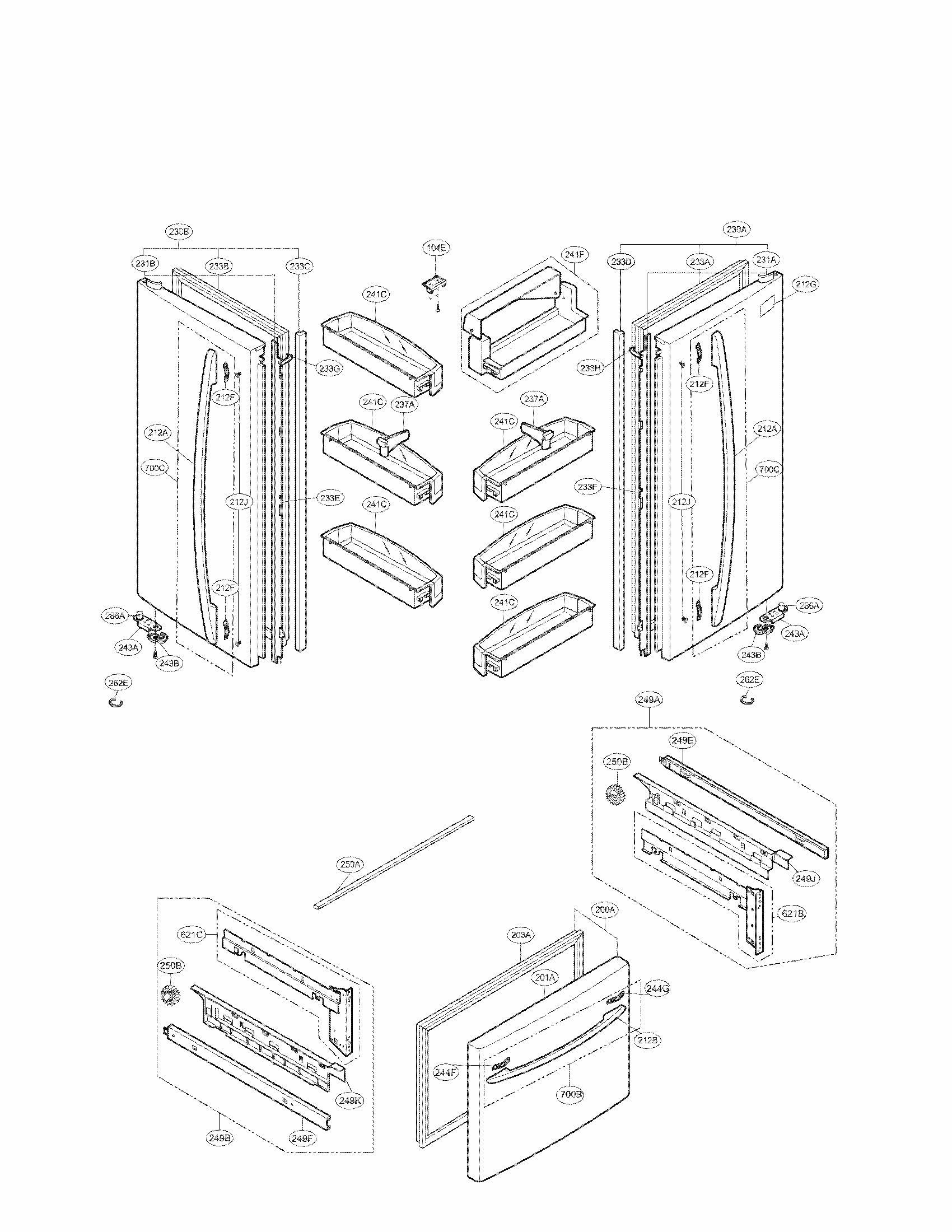Door Parts Diagram and Parts List for 79577306601  Kenmore Refrigerator
