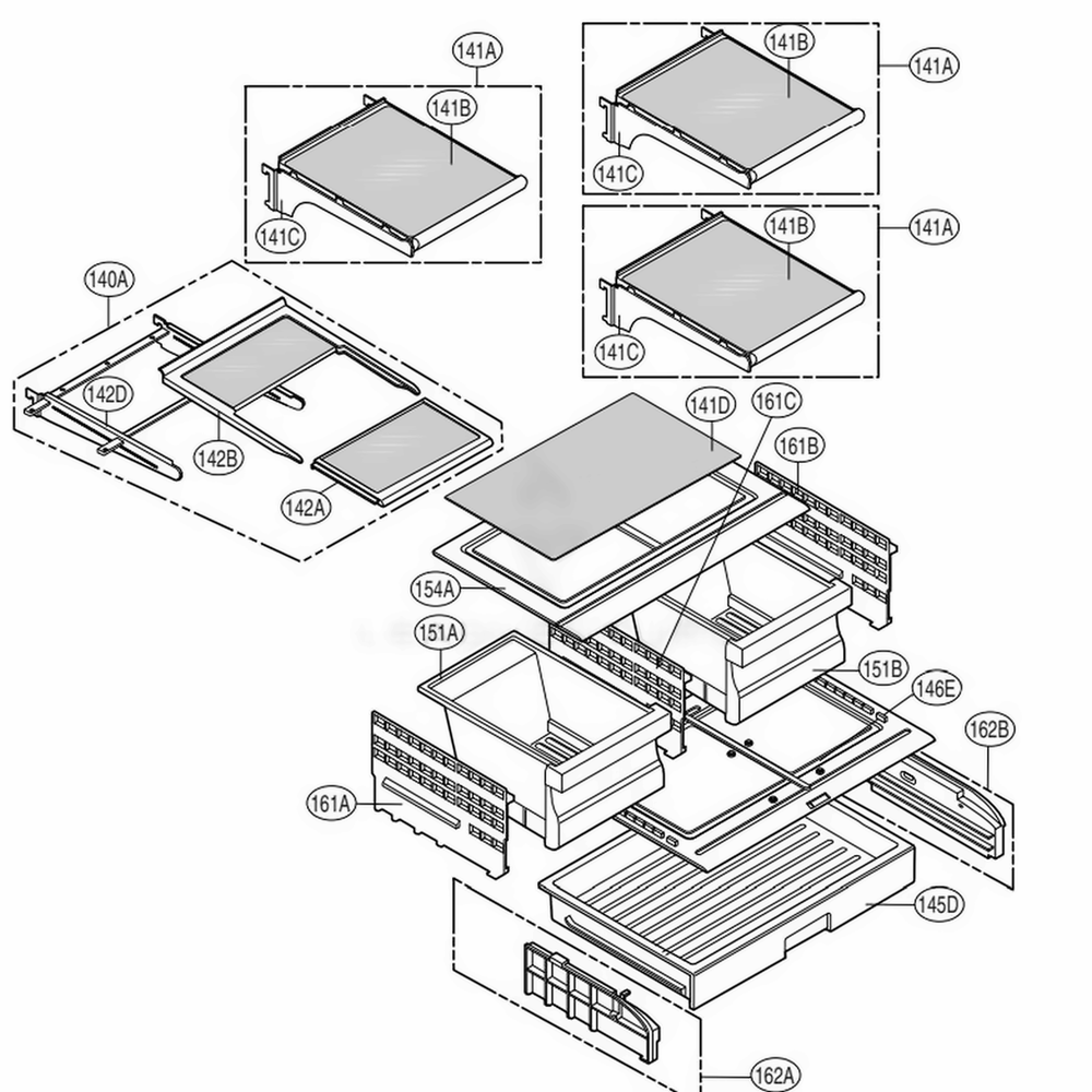 Refrigerator Parts Diagram and Parts List for 79737 ABS4SER LG Refrigerator