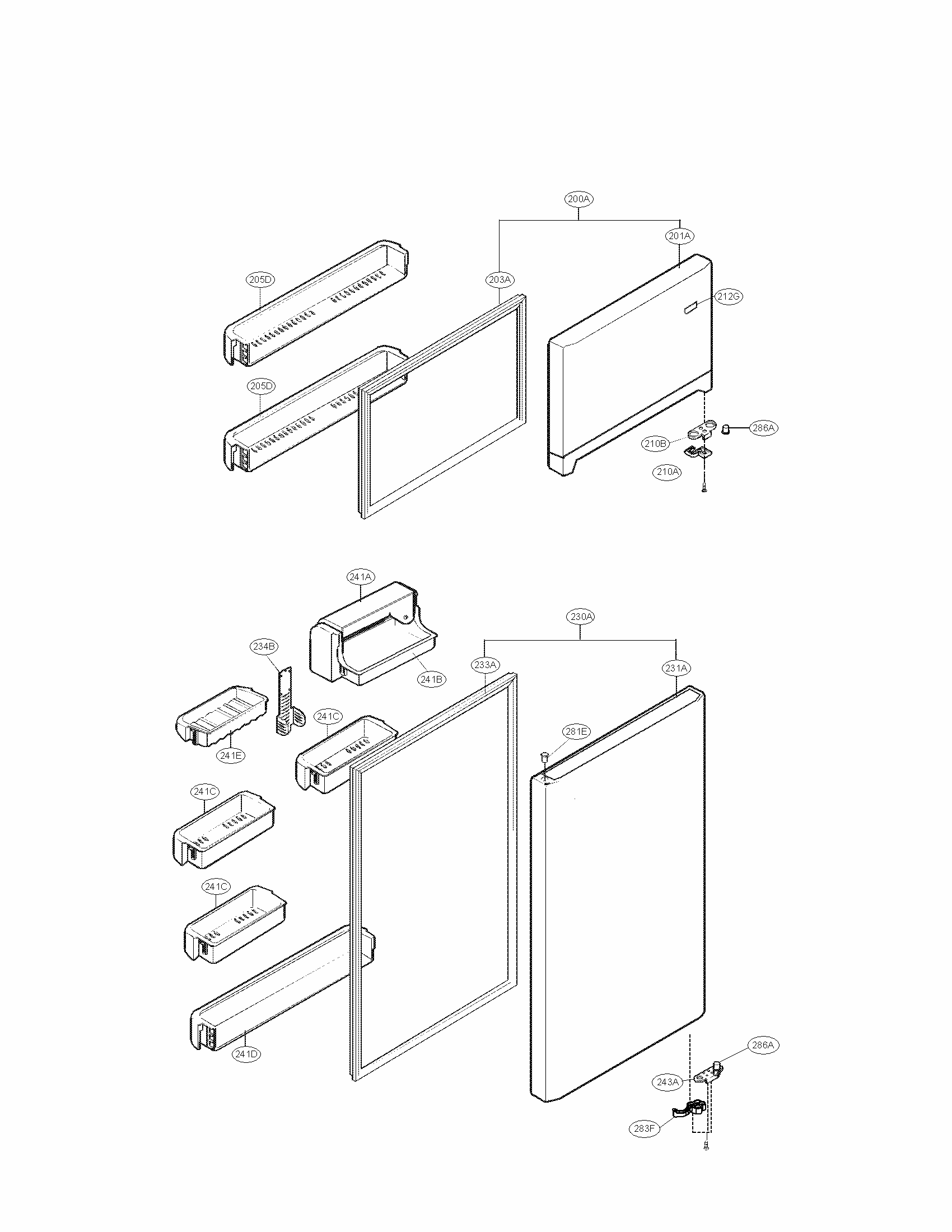 Door Parts Diagram and Parts List for 79569292902  Kenmore Refrigerator