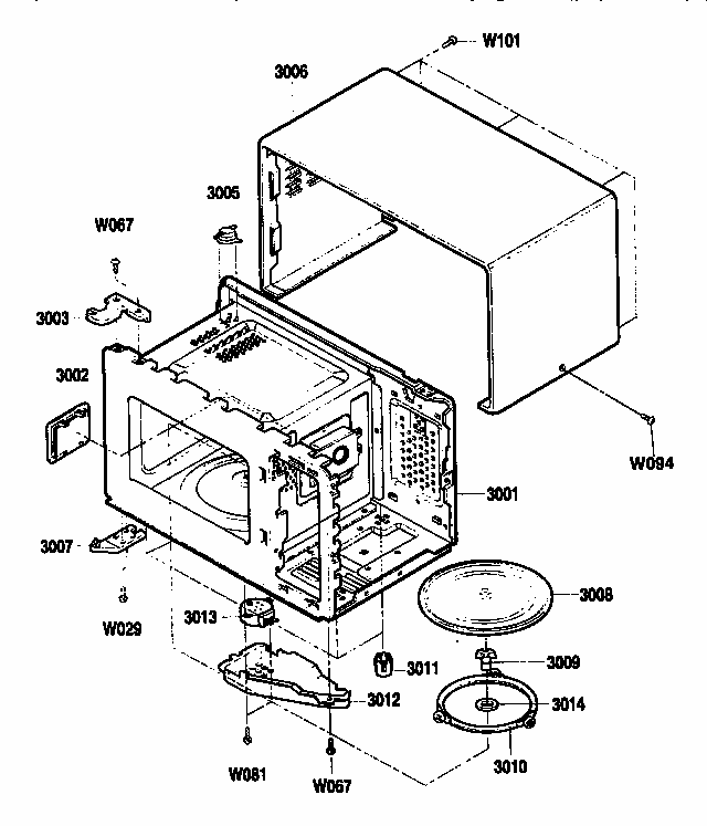 Oven Cavity Diagram and Parts List for 7218912091  Kenmore Microwave