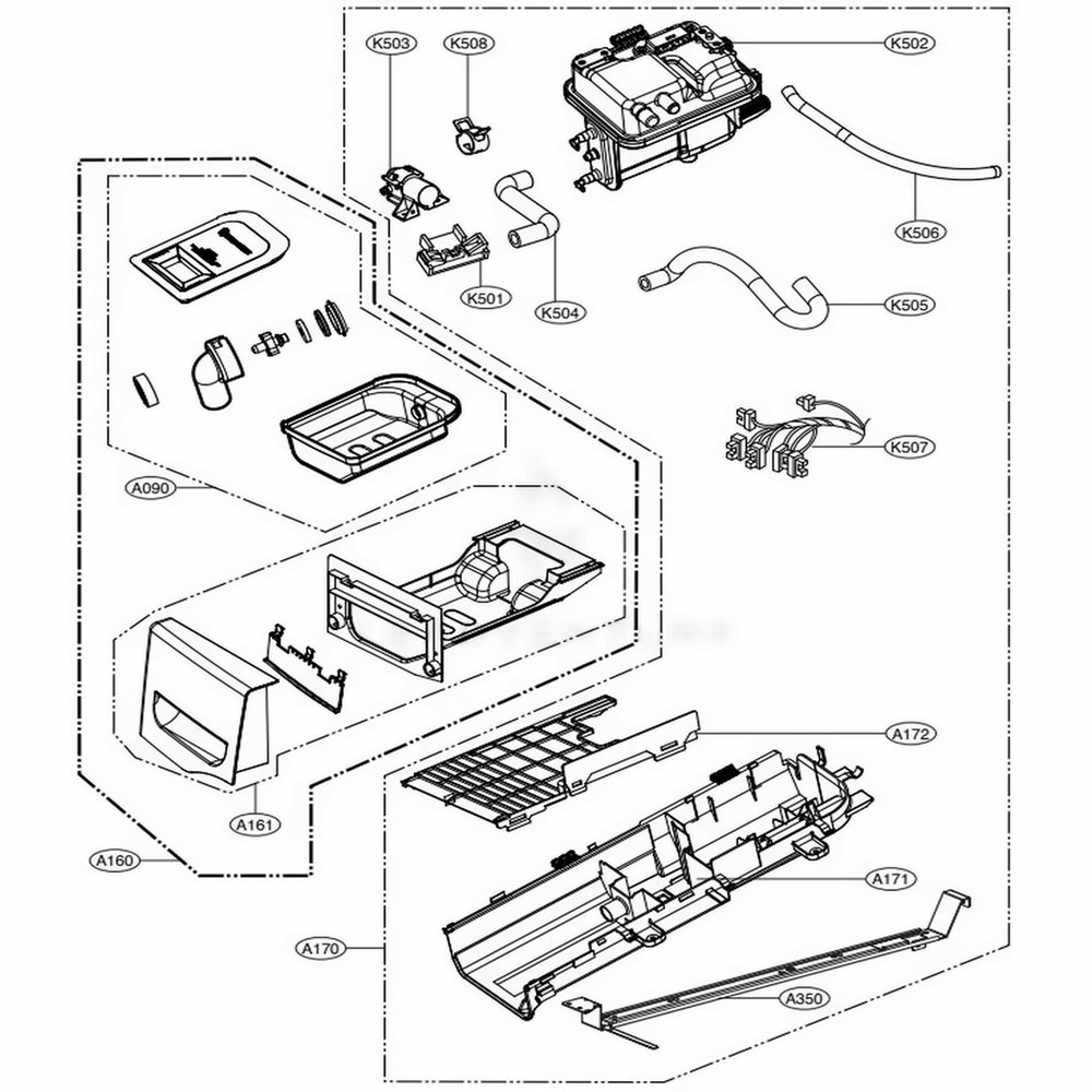 Panel Drawer Assembly And Guide Assembly Diagram and Parts List for DLEX4070W ABWEEUS LG Dryer