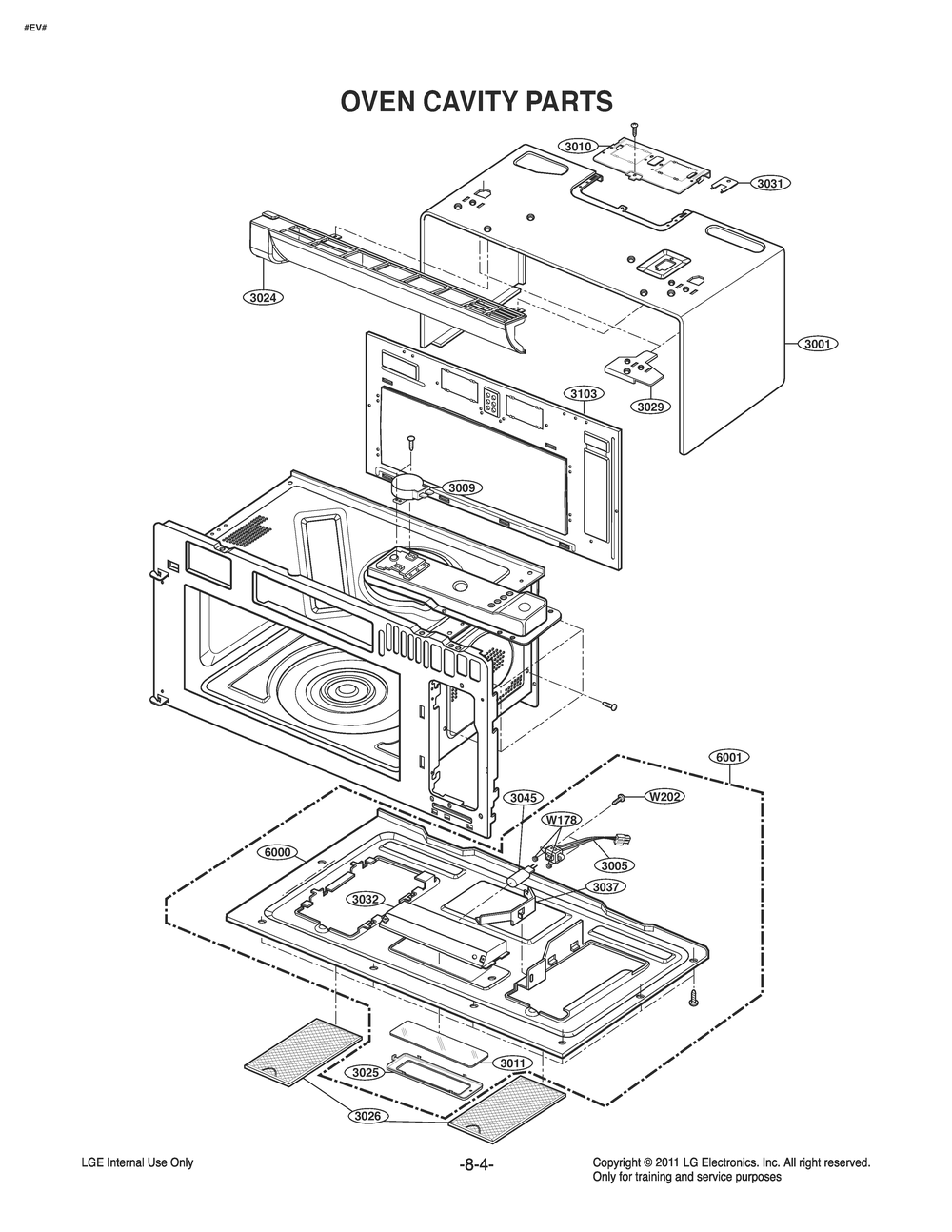 Oven Cavity Parts Diagram and Parts List for MQ1741ASL CSBESEA LG Microwave