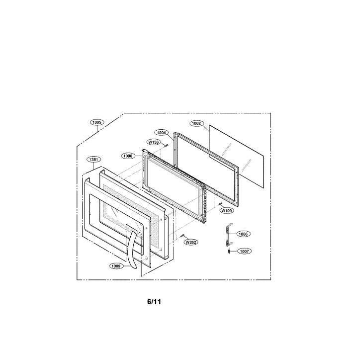 Door Diagram and Parts List for LMV2015ST 00 LG Microwave Oven Combo