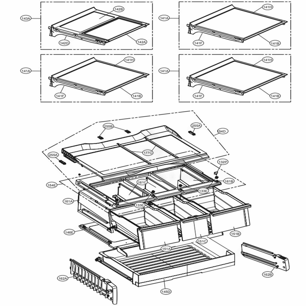Refrigerator Parts Diagram and Parts List for LFXS30796D ASBCNA1 LG Refrigerator