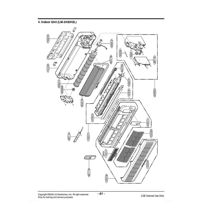 Section Diagram and Parts List for LMN2430H2L AMB6EUS LG Air Conditioner
