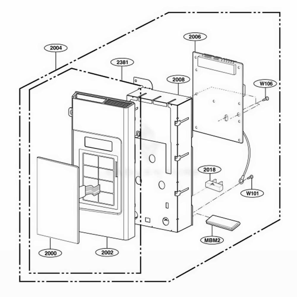 Controller Parts Diagram and Parts List for 85032 CWHESEA LG Wall Oven