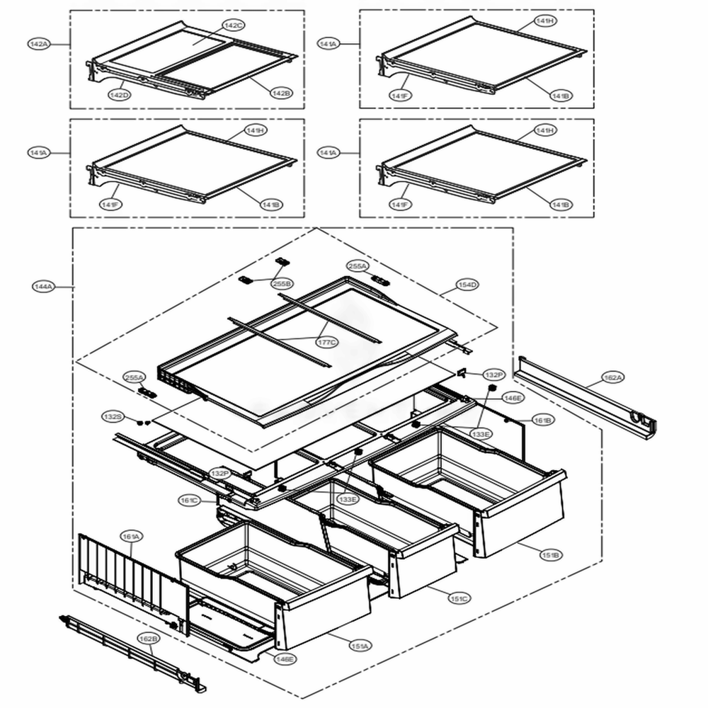 Refrigerator Parts Diagram and Parts List for LMXS30776S ASTCNA5 LG Refrigerator