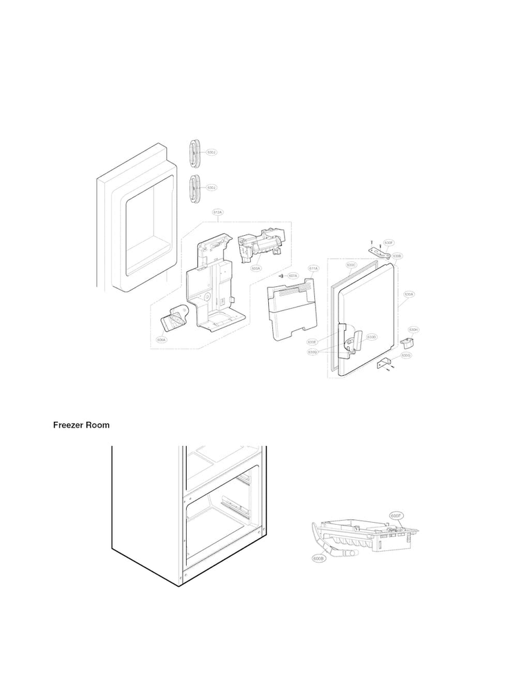 Ice Maker And Ice Bin Parts Diagram and Parts List for LFX29945ST  LG Refrigerator