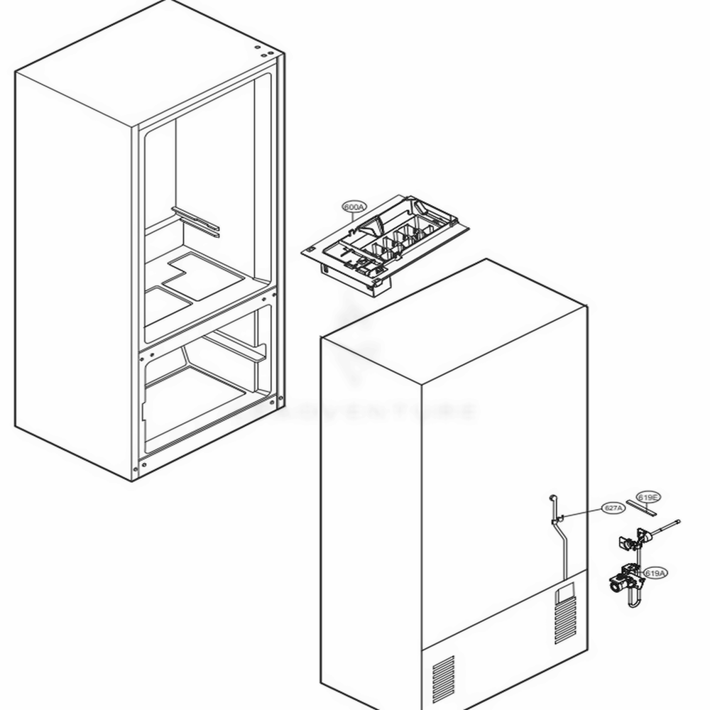 Icemaker Parts Diagram and Parts List for 78029 AWBCSE1 LG Refrigerator