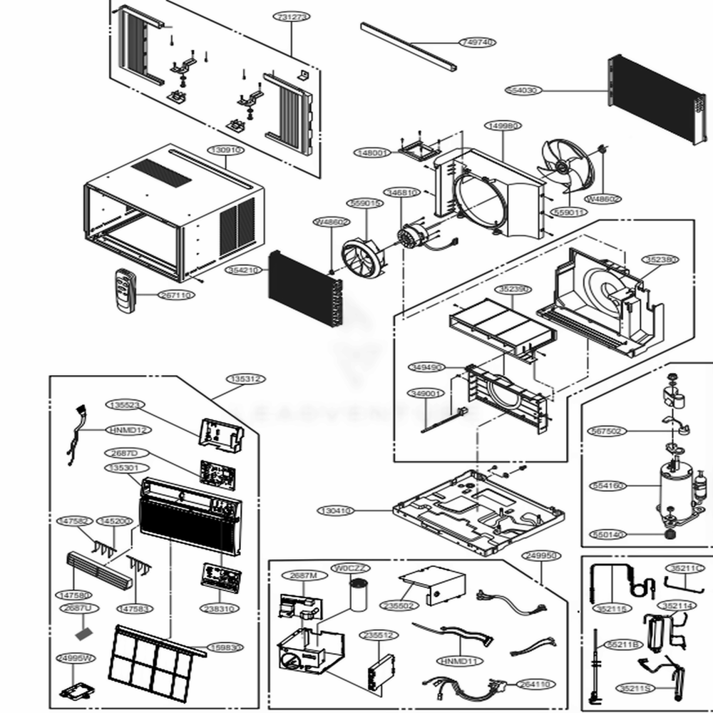Main Diagram and Parts List for LW1017ERSM ASWAUSH LG Air Conditioner