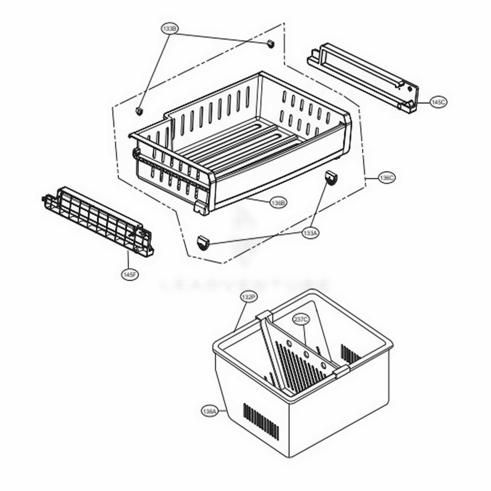 Freezer Parts Diagram and Parts List for 70329 AWBCSE2 LG Refrigerator