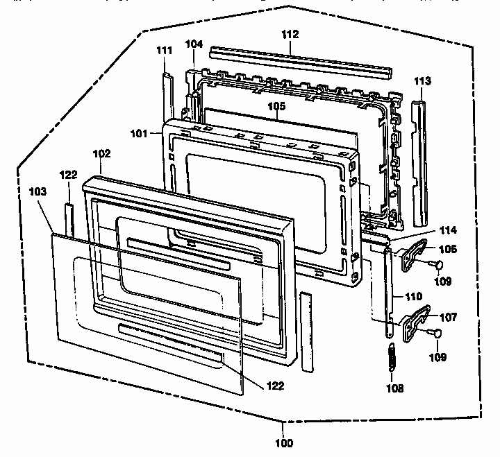 Door Diagram and Parts List for 7218954990  Kenmore Microwave