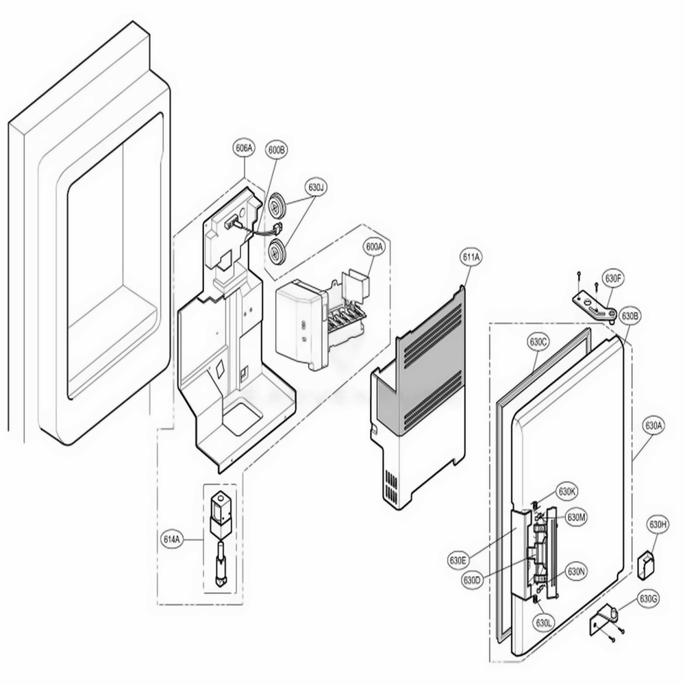 Ice Maker And Ice Bank Parts Diagram and Parts List for 78509 AWBCSER LG Refrigerator