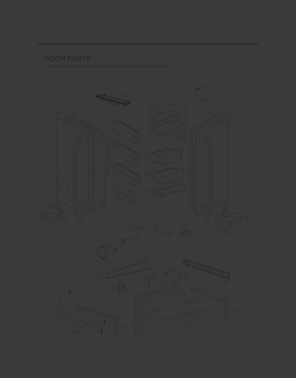 Door Parts Diagram and Parts List for GR-L338HSJM ASTCNA1 LG Refrigerator