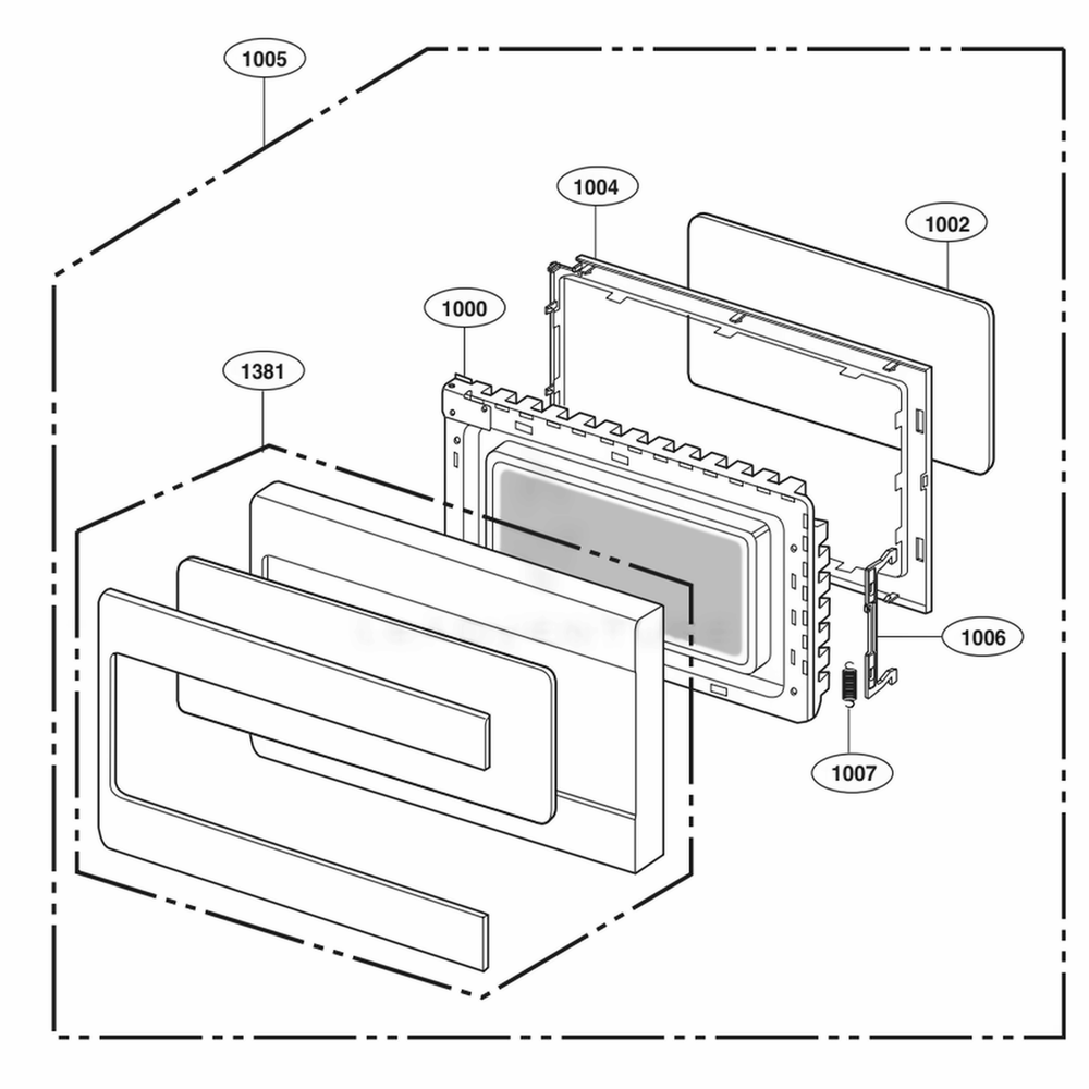 Door Parts Diagram and Parts List for LCRT2010ST CSBETAR LG Microwave
