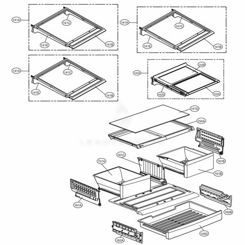 Refrigerator Parts Diagram and Parts List for 73054 ABICSE1 LG Refrigerator