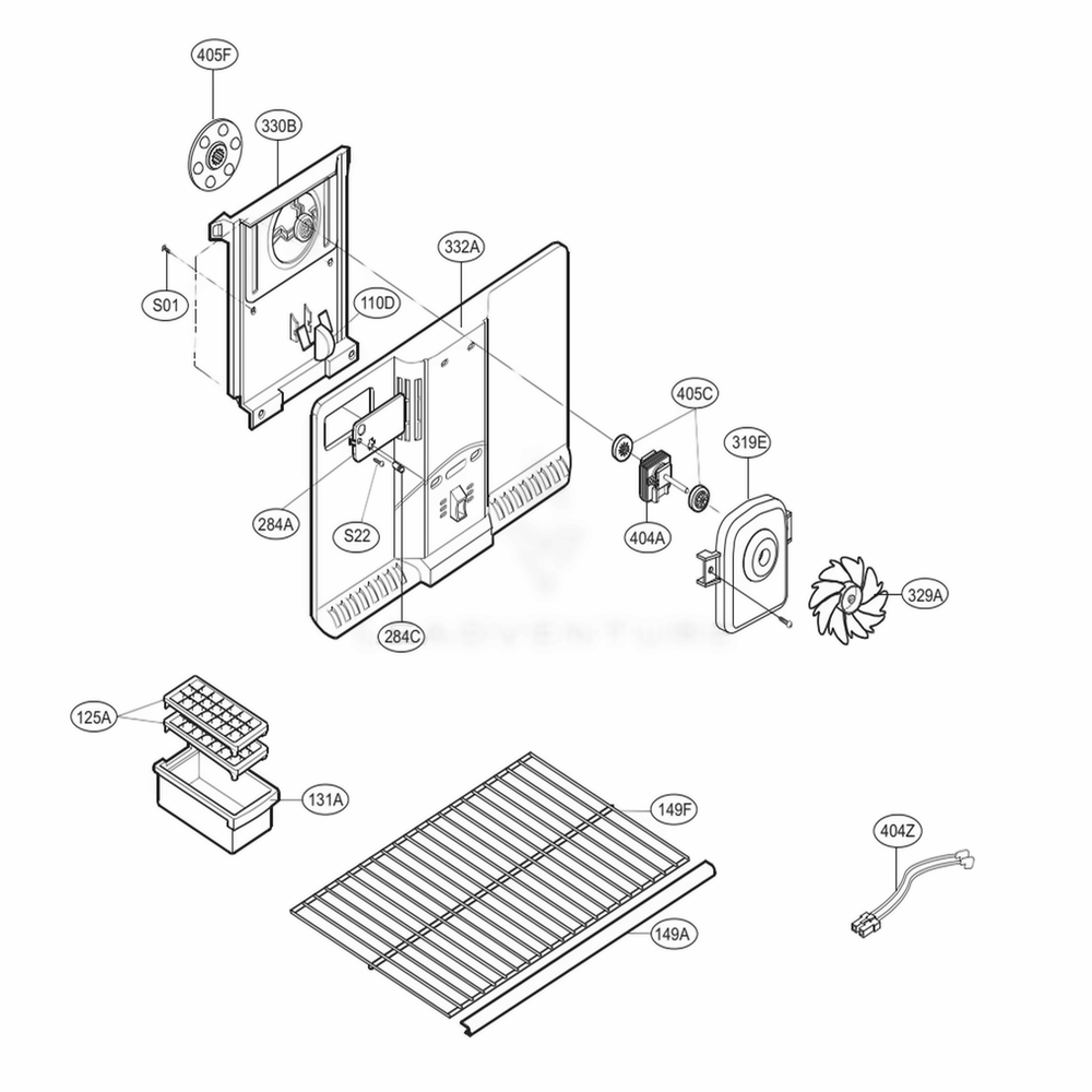 Freezer Parts Diagram and Parts List for 69979 AWB3SER LG Refrigerator