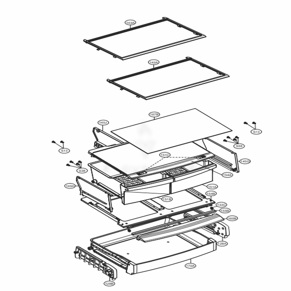 Refrigerator Parts Diagram and Parts List for 79413 ASTCSE1 LG Refrigerator