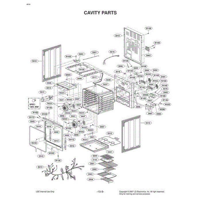 Section 5 Diagram and Parts List for LRE30757SW AWHLLGA LG Range