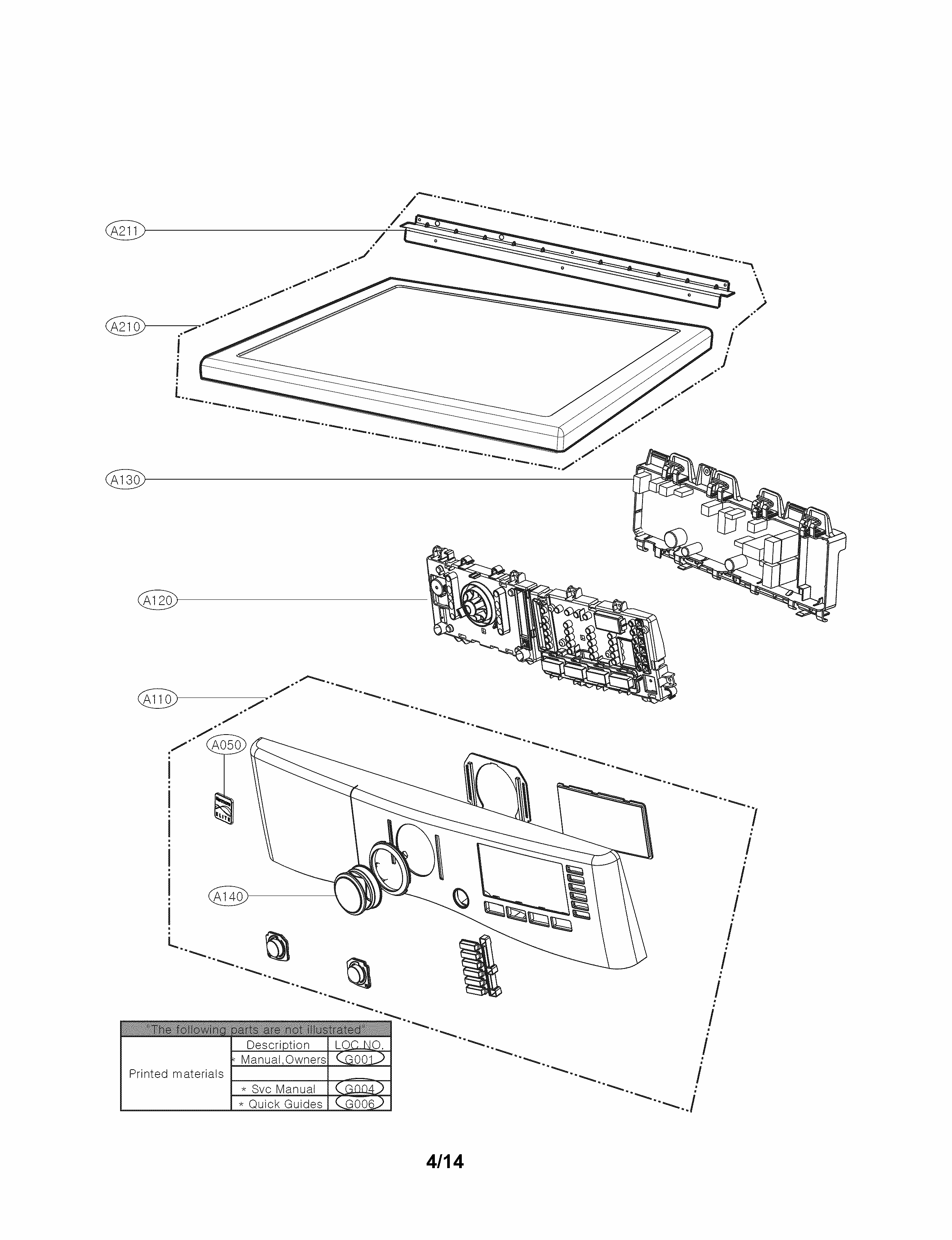 Control Panel Parts Diagram and Parts List for 79681182310  Kenmore Dryer