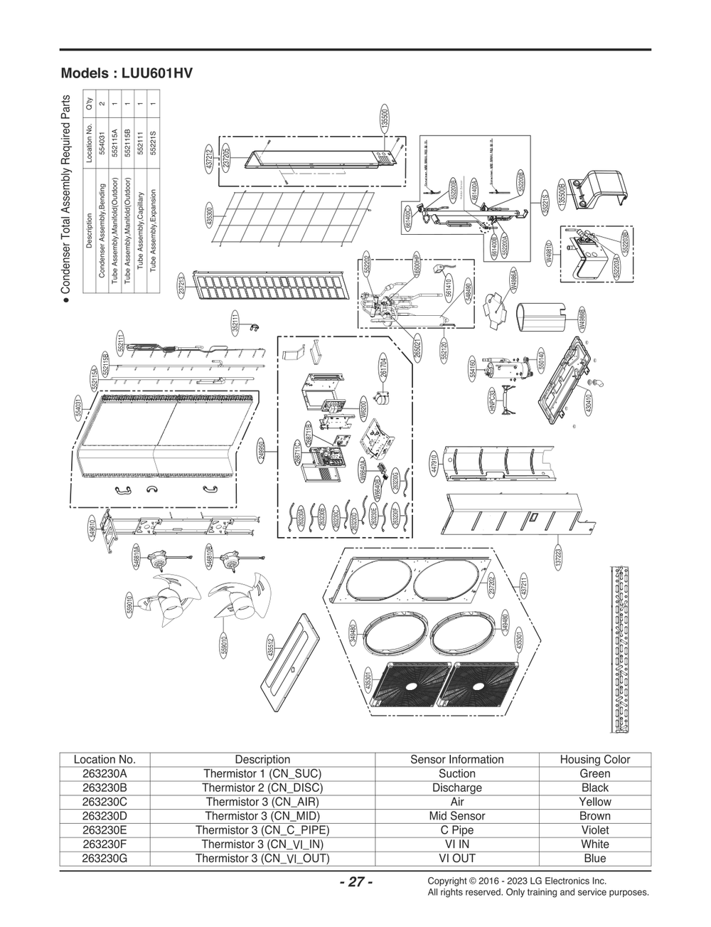 Diagram 1 Diagram and Parts List for LUU601HV EWGBEUS LG Air Conditioner