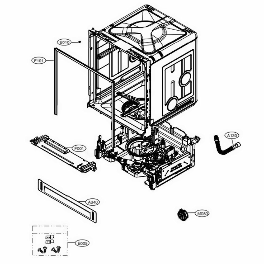 Main Diagram and Parts List for 13383 ASTESEU LG Dishwasher