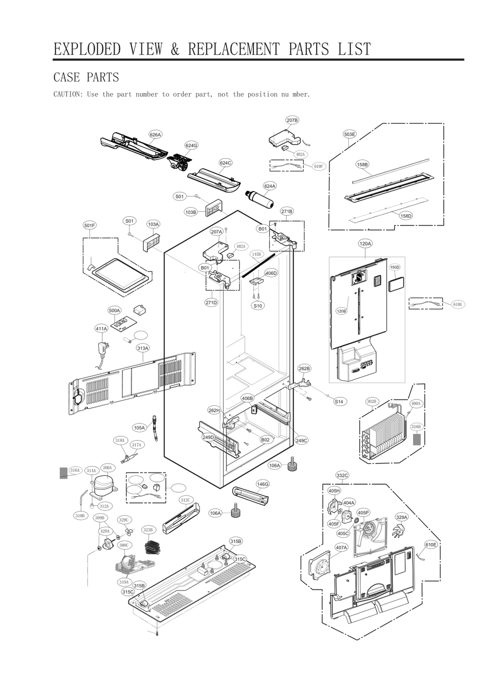 Case Parts Diagram and Parts List for GC-L288NKXM ASBCNA2 LG Refrigerator