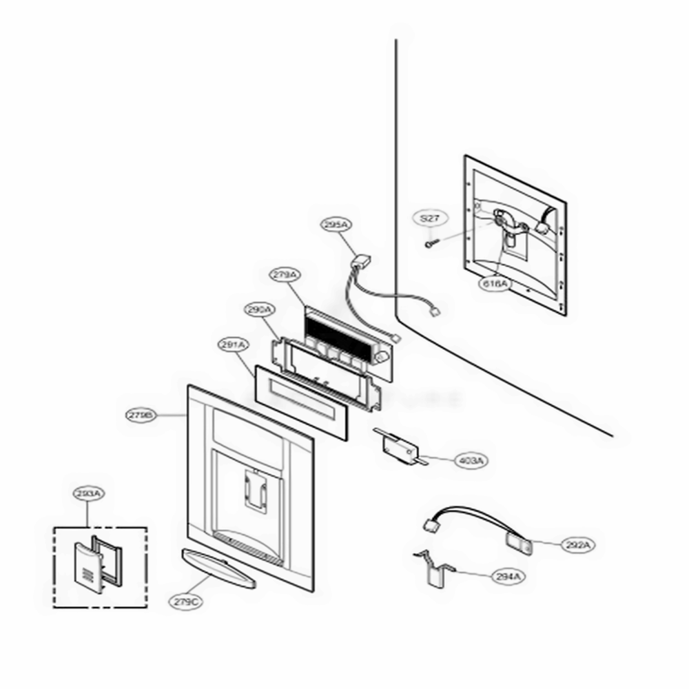 Dispenser Parts Diagram and Parts List for 78719 AHMCSER LG Refrigerator