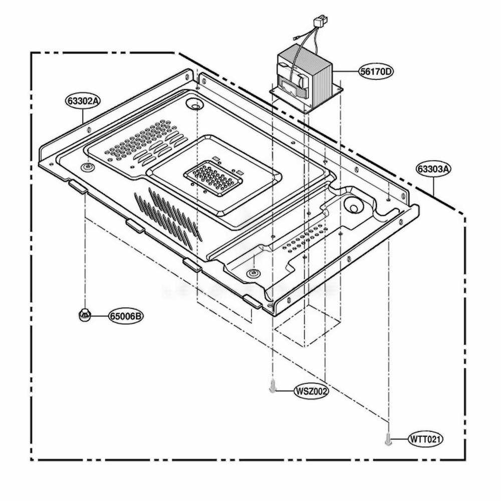 Base Plate Parts Diagram and Parts List for MA1720B KBKEGSE LG Wall Oven