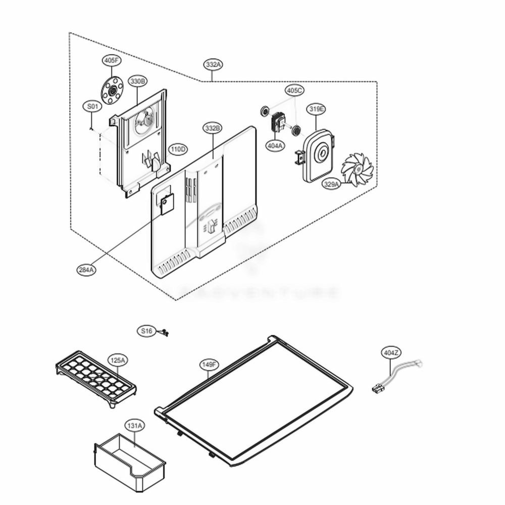 Freezer Parts Diagram and Parts List for 68003 ASTCSE1 LG Refrigerator