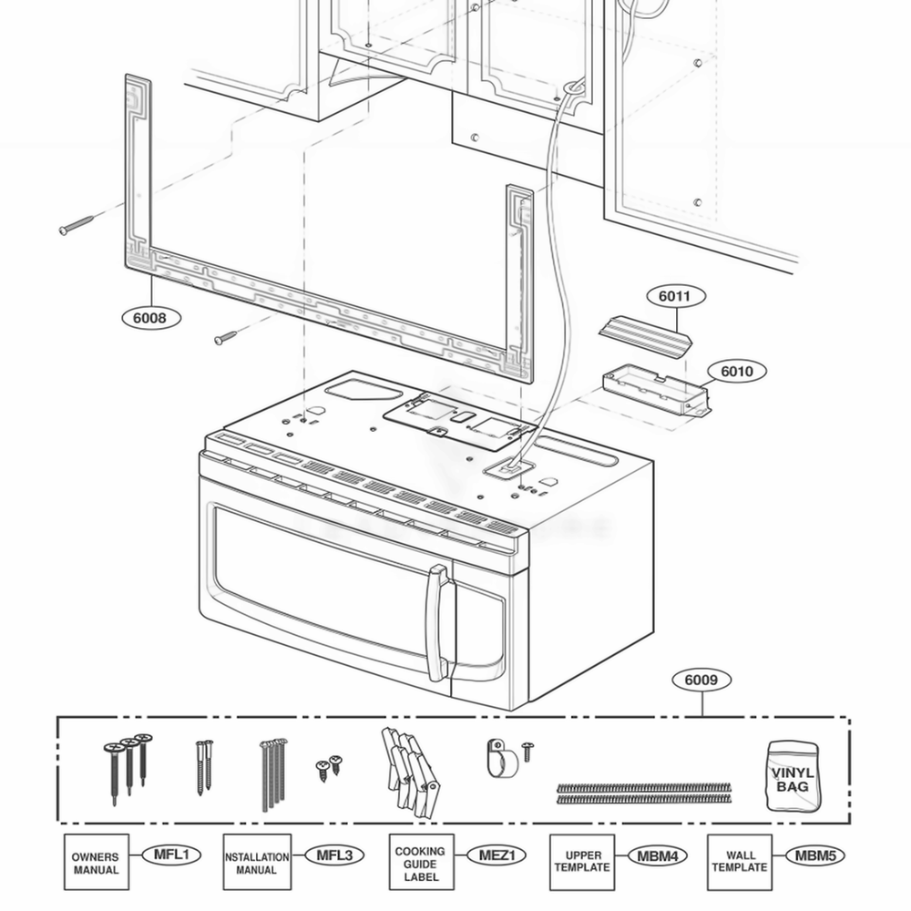 Installation Parts Diagram and Parts List for LMVH1750SW AWHELGA LG Range