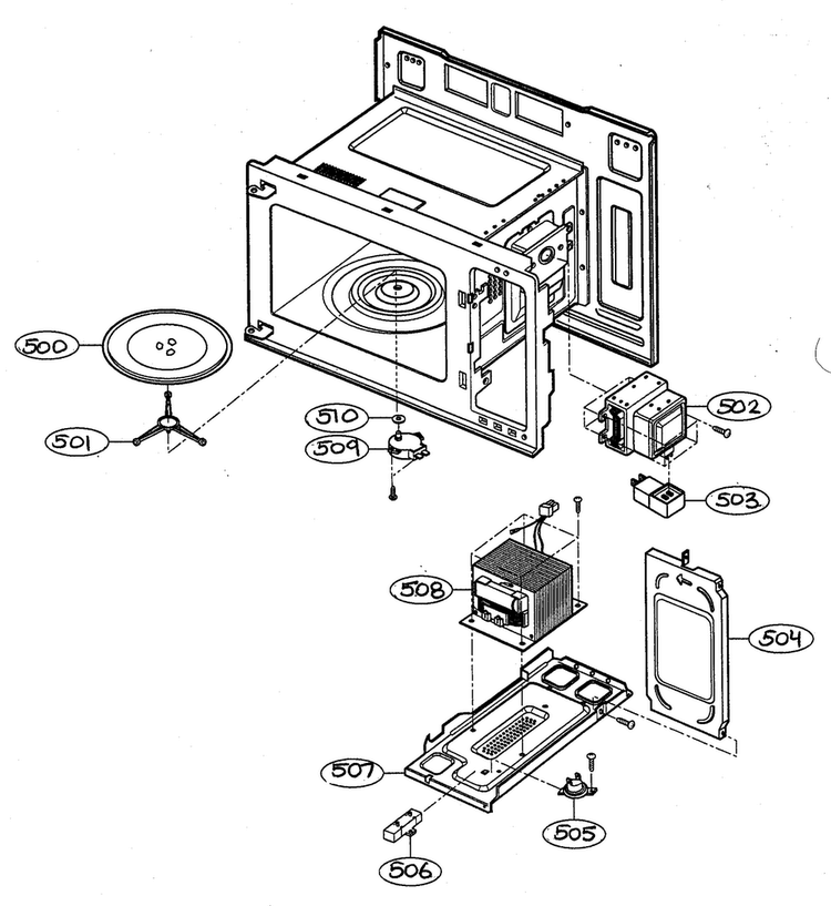 Interior Parts 1 Diagram and Parts List for MV-1304W  LG Microwave
