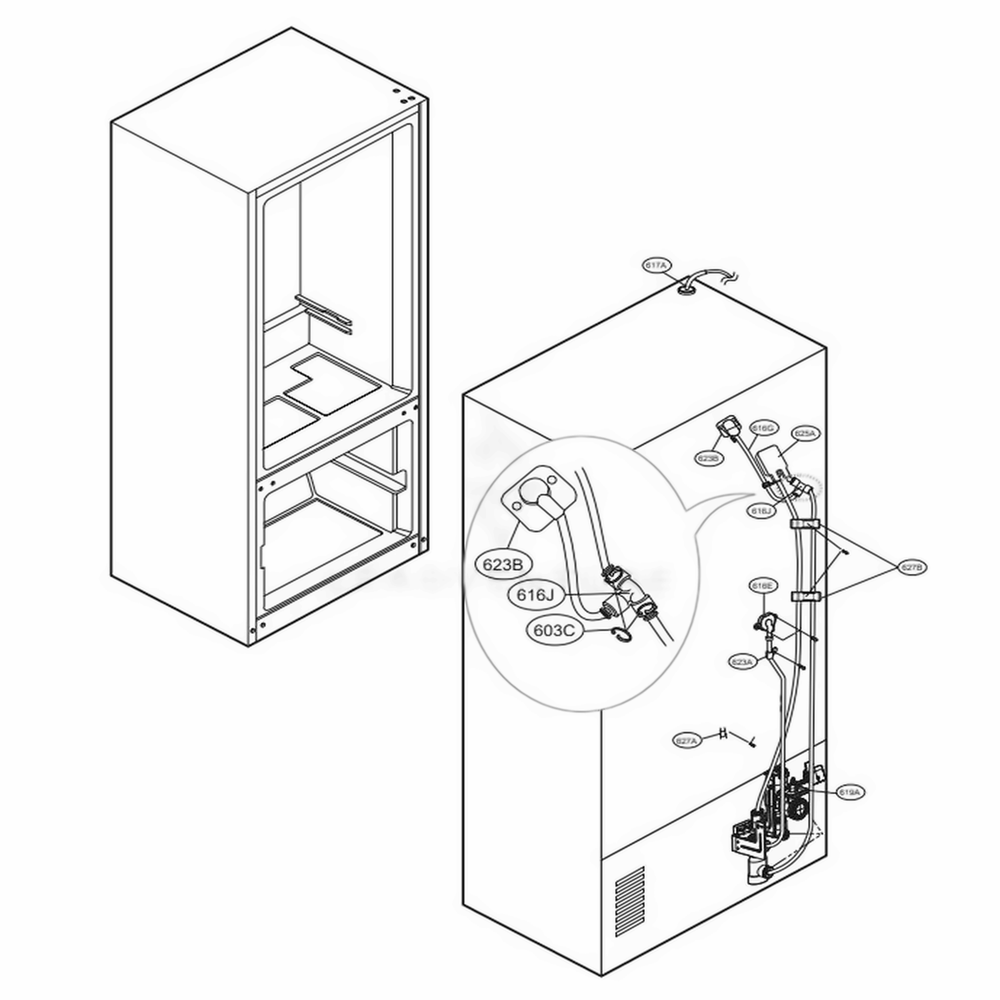 Ice And Icemaker Parts Diagram and Parts List for LFX25973D ASBCNA0 LG Refrigerator