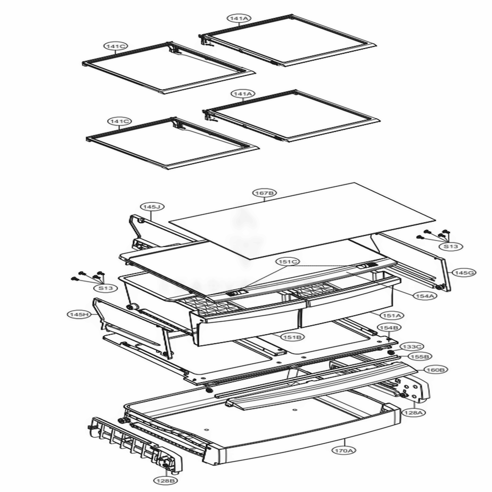 Refrigerator Parts Diagram and Parts List for 71319 AWBCSE3 LG Refrigerator