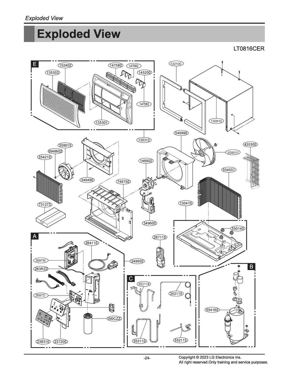 Diagram 1 Diagram and Parts List for LT0816CER AT1AUSH LG Air Conditioner