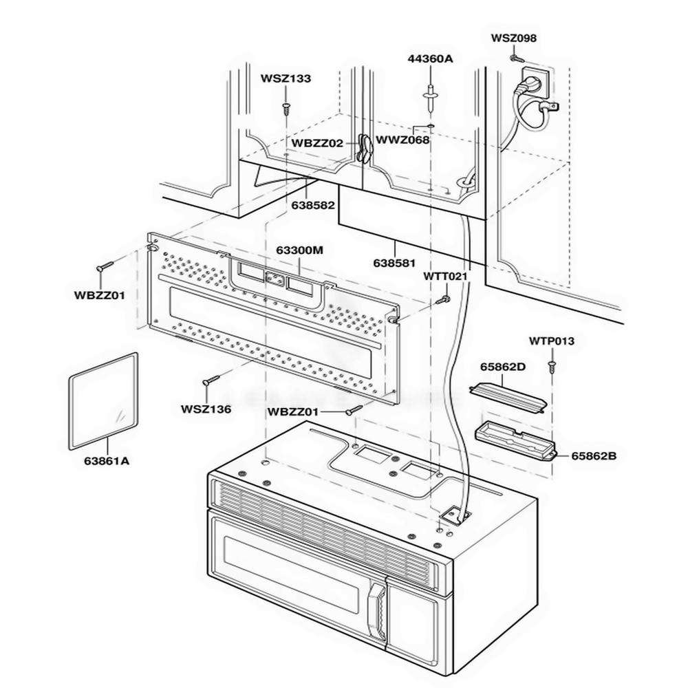 Installation Parts Diagram and Parts List for ACO1180AC ABSEAMA LG Range