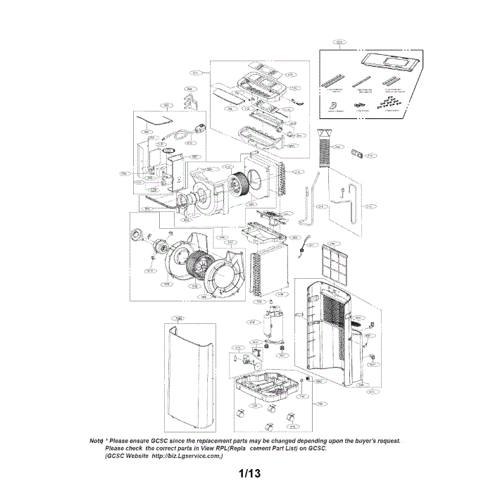 Exploded View Diagram and Parts List for LP1311BXR 00 LG Air Conditioner