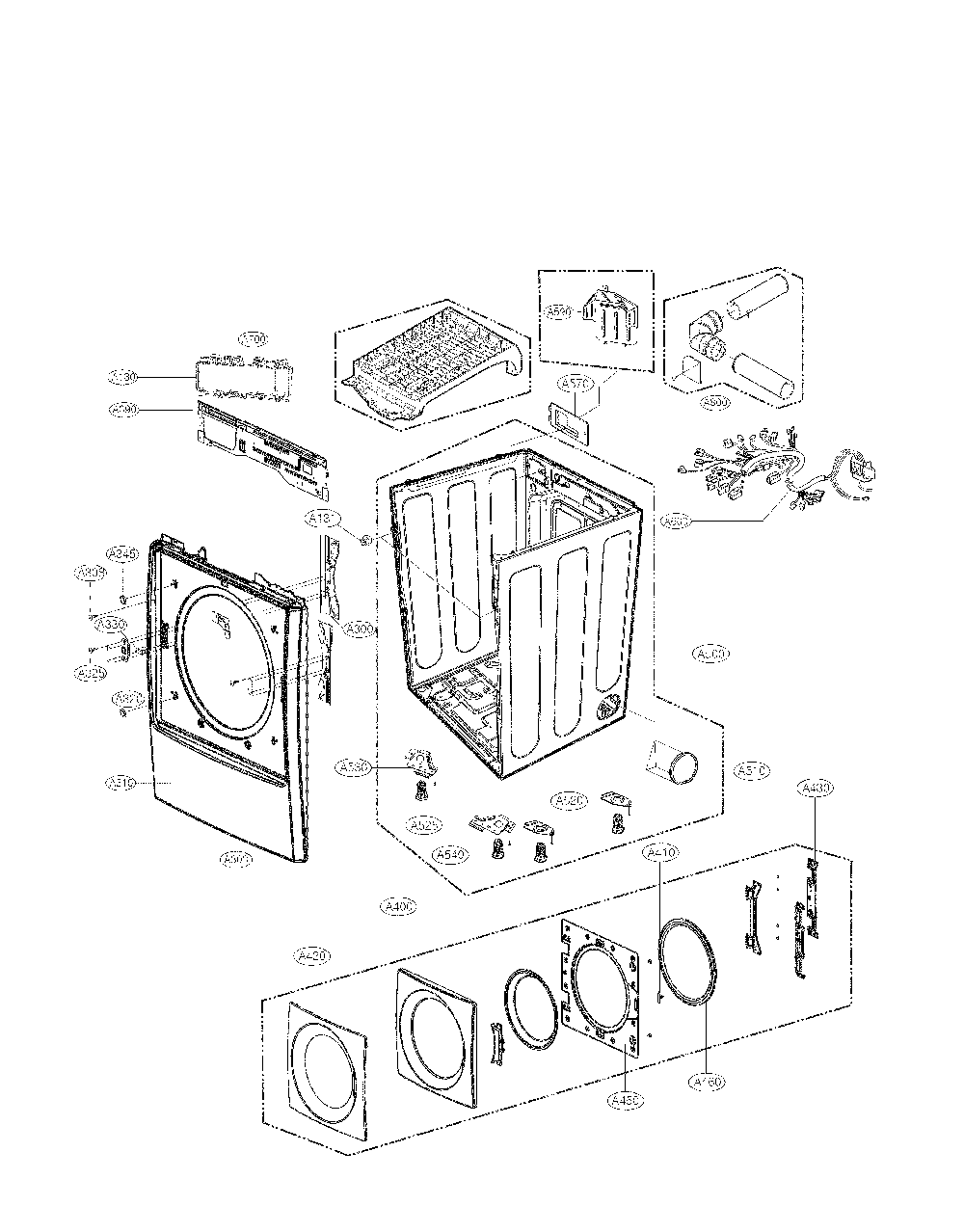 Cabinet parts Diagram and Parts List for 79681583410  Kenmore Dryer