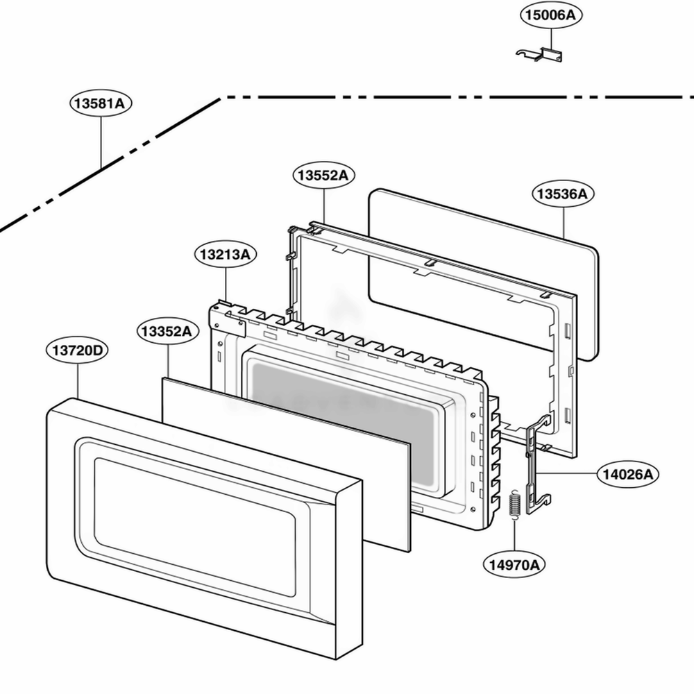 Door Parts Diagram and Parts List for MT4110SKQ CWHEWRP LG Wall Oven