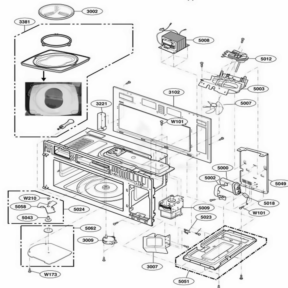 Interior Parts 1 Diagram and Parts List for 86003 ASBESEA LG Range